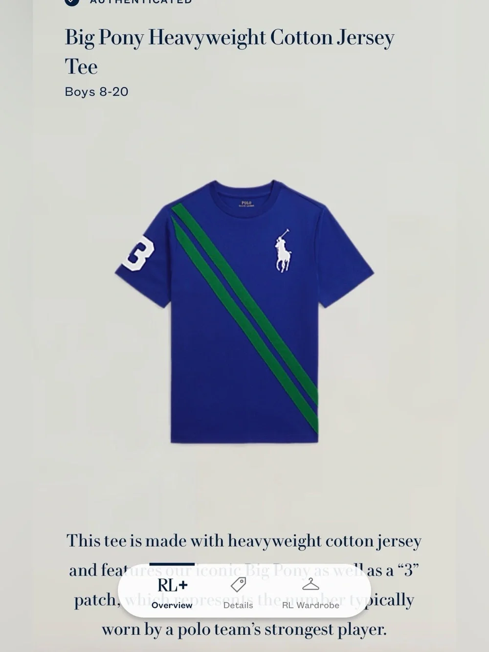 Ralph Lauren Royal Blue Tee & Short Set with Green Diagonal Stripes